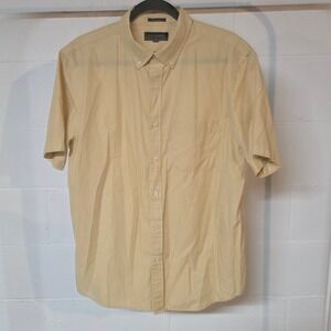 Banana Republic Men Slim Fit L Short Sleeve Button Shirt Yellow Easter Spring